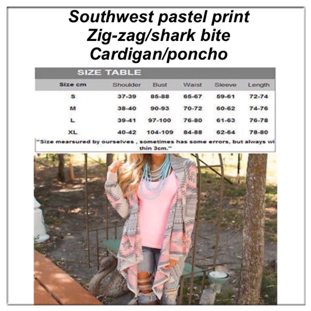 SOLD❌Southwest sharkbite pastel cardigan/poncho - Picture 5 of 5